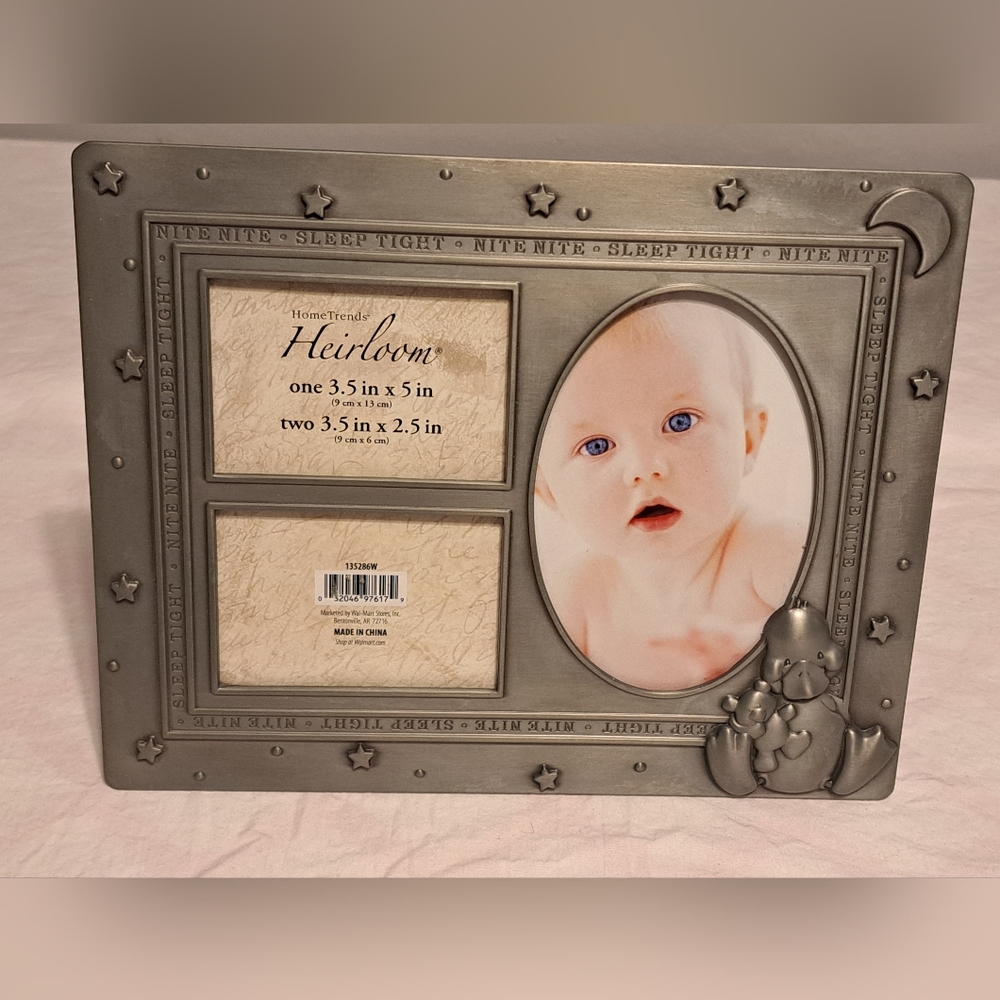 Home Trends Heirloom Picture Frame Silver & Black Duck Teddy Baby Room Decor